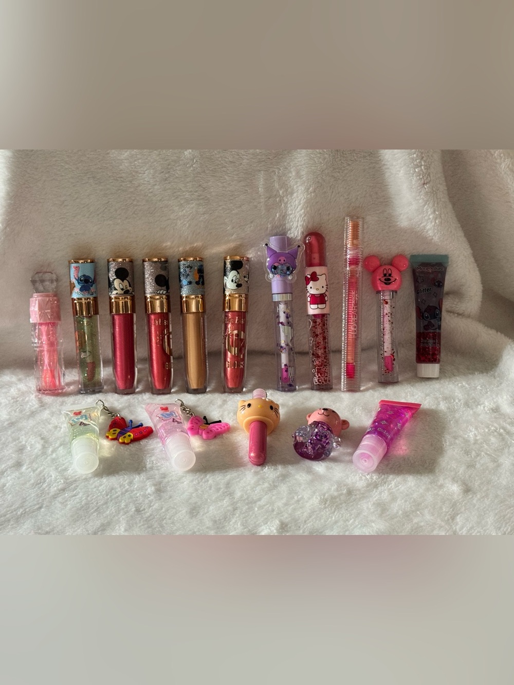 Bulk Lip Gloss Set - Pink, Purple, Red - Cute Character Designs